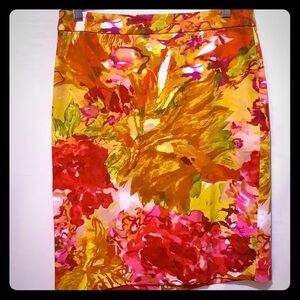 J.Crew Watercolor Floral Pencil Skirt Cotton Pink Size 2